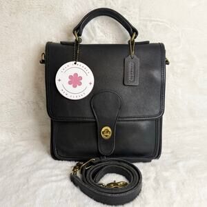 Vintage Coach 5130 Station Black Leather Crossbody Bag Purse